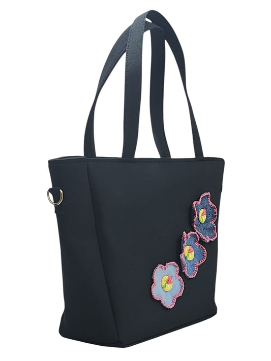 Blue Petal & Charcoal Bag