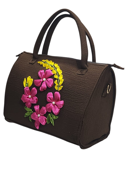 Floral Ring Charcoal Duffle