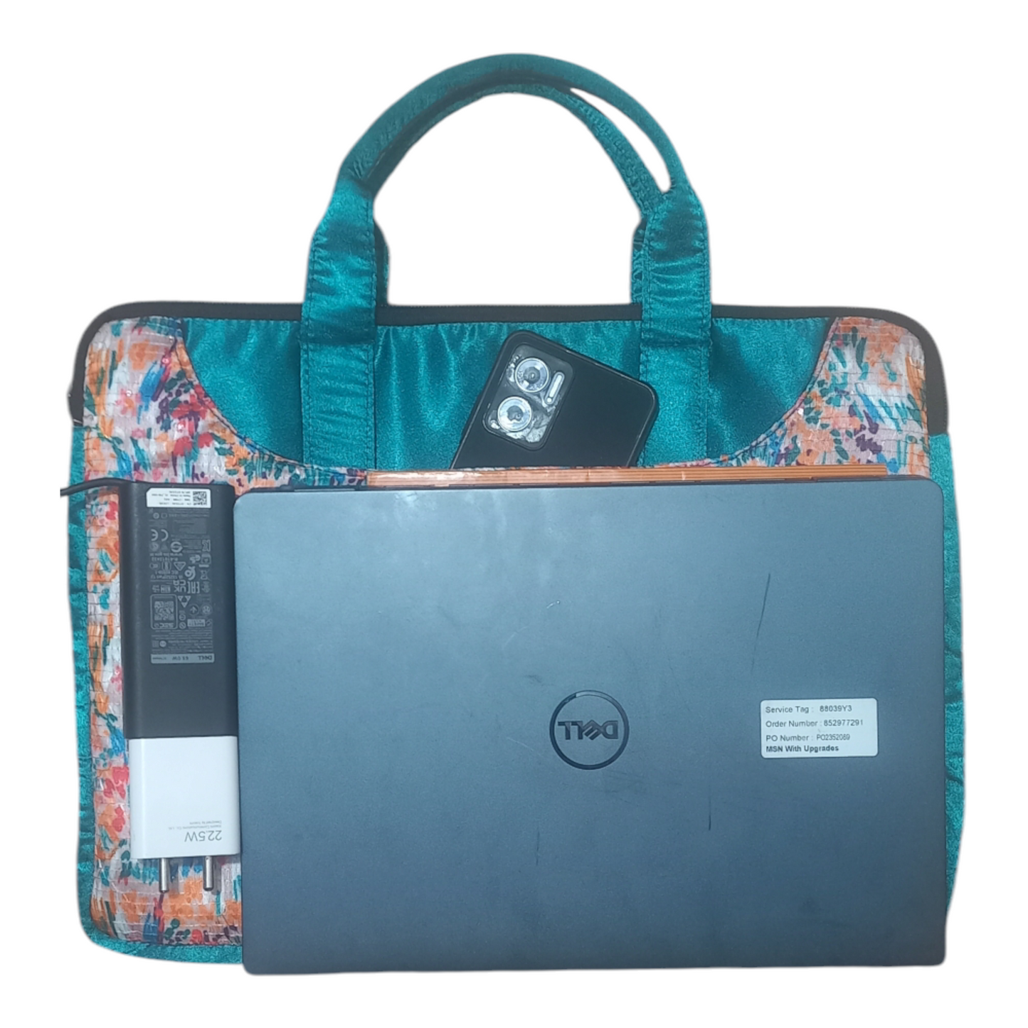 Floral Textured Slim Laptop Bag