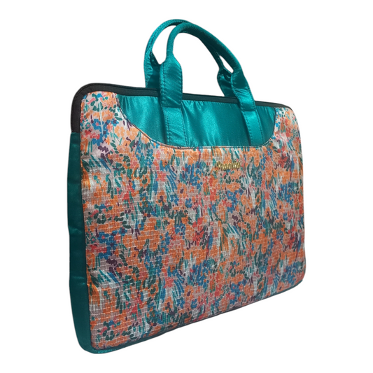 Floral Textured Slim Laptop Bag