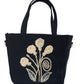 Embroidered Charm Black Satchel